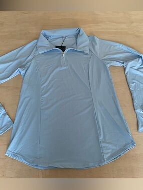 Light Blue Long Sleeve Quarter-Zip Tee